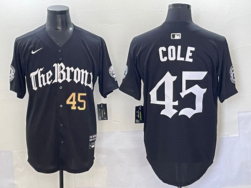 Men 2025 New York Yankees #45 Cole Black Five generations Joint Name Nike MLB Jersey style 4